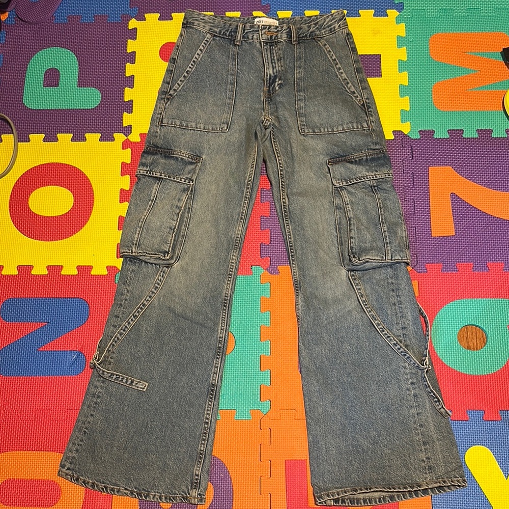 Women's Blue Cargo Jeans